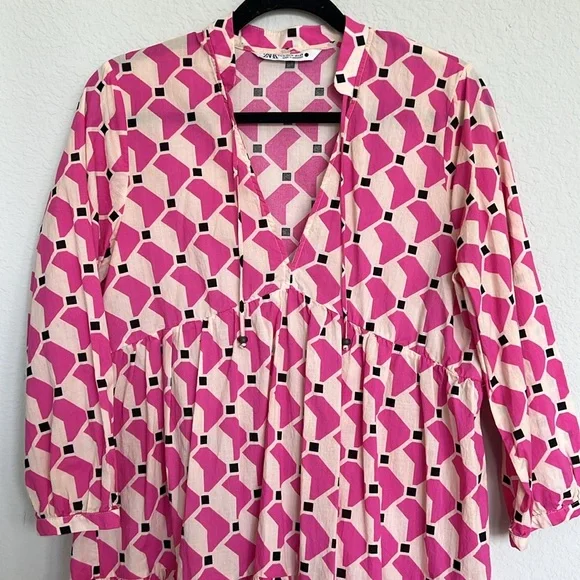 Zara Pink 3/4 Sleeve Shift Dress - Picture 3 of 5